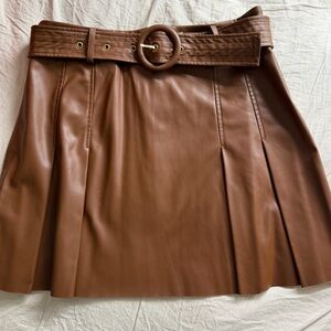 Zara Tan Leather Mini Skirt